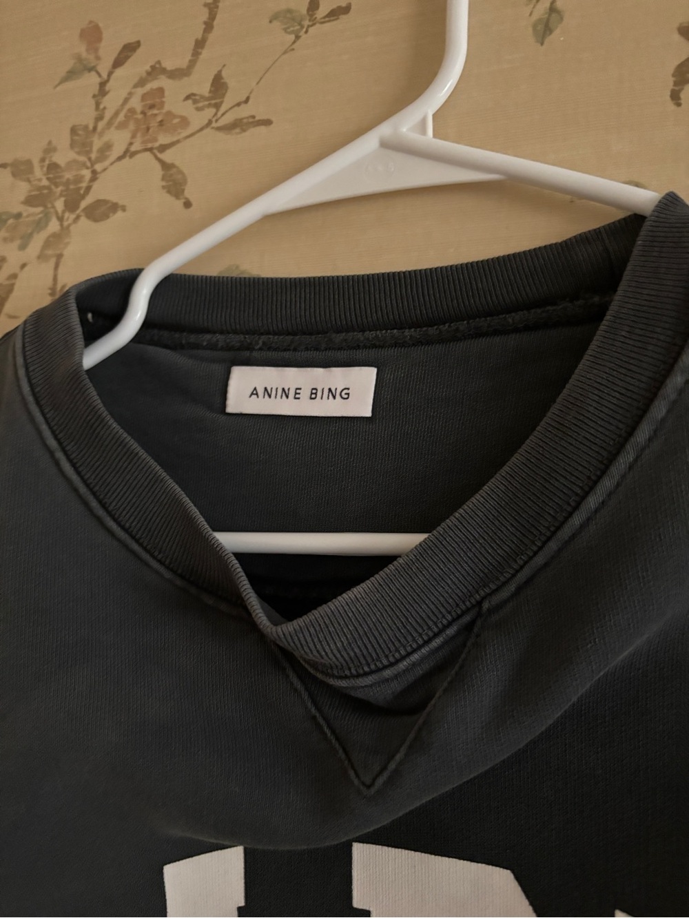 Anine Bing Black 'PARIS' Crewneck Sweater with White Script - Picture 2 of 4